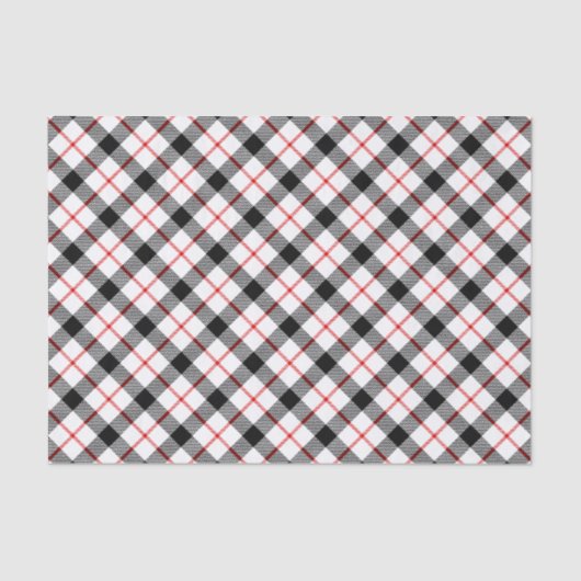 Mousseline Papier Tissu rouge noir et blanc Plaid (Recto)