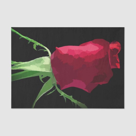 Mousseline Papier Tissu Rouge Rose Bud (Recto)