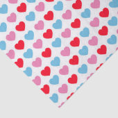 Mousseline Papier Tissu Rouge, Rose Et Bleu Coeurs (Détail)