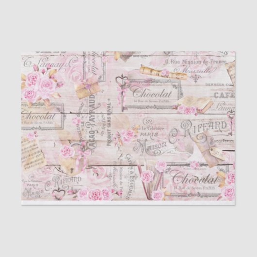 Mousseline Papier Tissu Rustique Valentine (Recto)