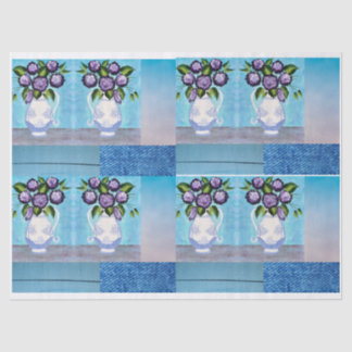 Mousseline Papier Tissu Shabby Chic Floral Vase pour do-it-yo