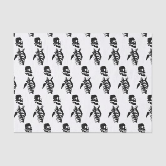 Mousseline Papier Tissu SKELETON NOIR (Recto)