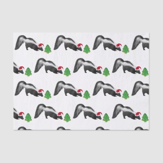 Mousseline Papier Tissu Skunk de Noël (Recto)