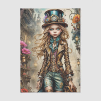 Mousseline Papier Tissu Steampunk Girl