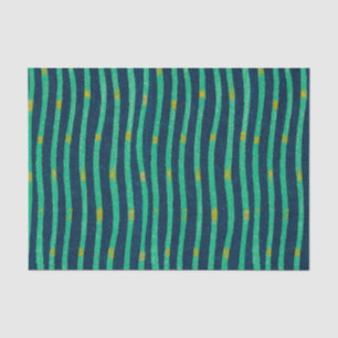Mousseline Papier Tissu STRIPÉ VERT ET BLEU