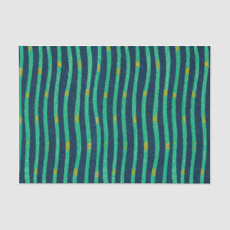 Mousseline Papier Tissu STRIPÉ VERT ET BLEU