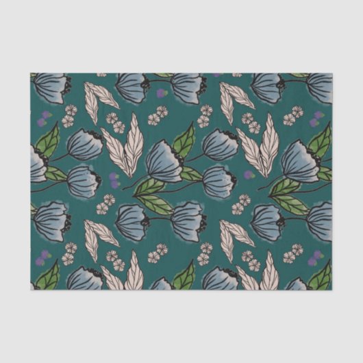 Mousseline Papier Tissu - Turquoise profond (Recto)