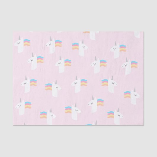 Mousseline Papier Tissu Unicorne Rose (Recto)