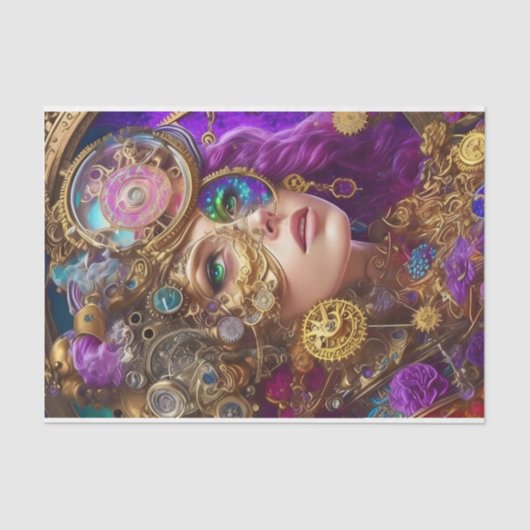 Mousseline Papier Tissu unique de découpage Steampunk (Recto)