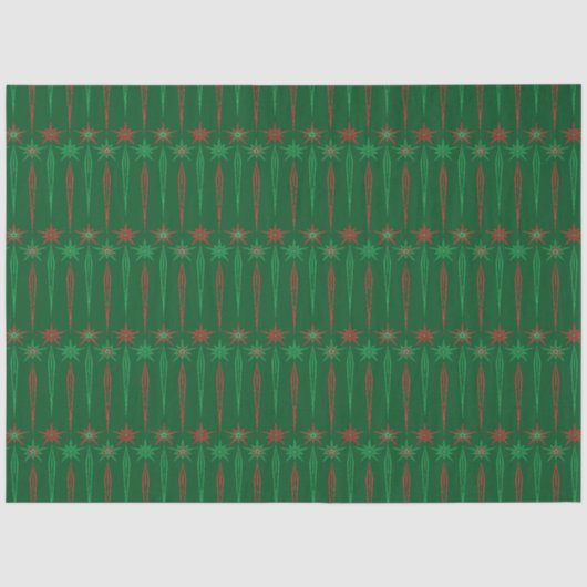 Mousseline Papier Tissu Vert Icicules Mid Mod (Recto)