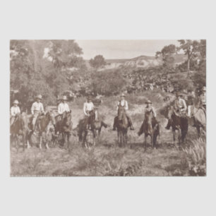 Mousseline Papier Tissu vintage Cowboys pour le découpage