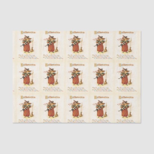 Mousseline Papier Tissu vintage Fun Little Witch (Recto)
