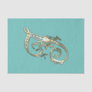 Mousseline Papier Tissu vintage Orné Or Monogramme J
