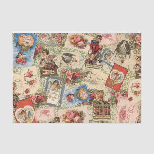 Mousseline Papier Tissu vintage Valentine (Recto)