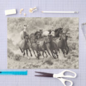 Mousseline Papier Tissu vintage Wild Horses (Artisanat)