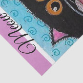 Mousseline Papier Tissu Whimsical Chat Noir (Détail)