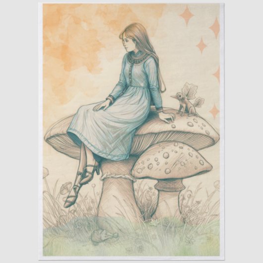 Mousseline Papier Tissue Decoupage Champignon Enchanté Muse (Recto)