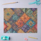 Mousseline Papier Tissue Fleurs Matelassées Boho Vibrant (Artisanat)