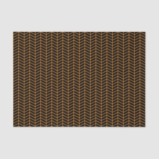 Mousseline Papier tissus Chevron - Orange sur noir (Recto)