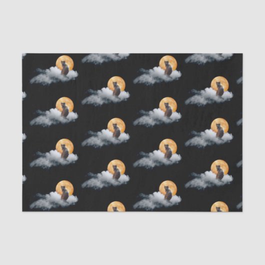 Mousseline Papier Tissus de la lune Cloud Cat (Recto)