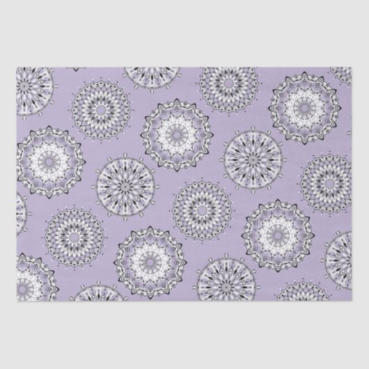Mousseline Papier Tissus Lilac Mandalas (Recto)