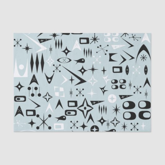 Mousseline Papier Tissus Moderne Du Milieu Du Siècle Bleu (Recto)