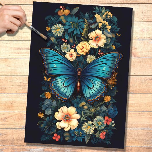 Mousseline Papillon en fleurs 2 papier découpage