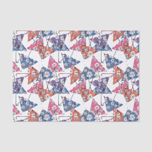 Mousseline Parapluies multicolores Papier Tissu (Recto)