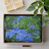 Mousseline Patch de Fleurs en lin bleu-TISSUE PAPIER WRAP (Cadeau)