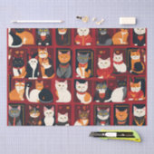 Mousseline patchwork chats papier tissu art IA (Artisanat)