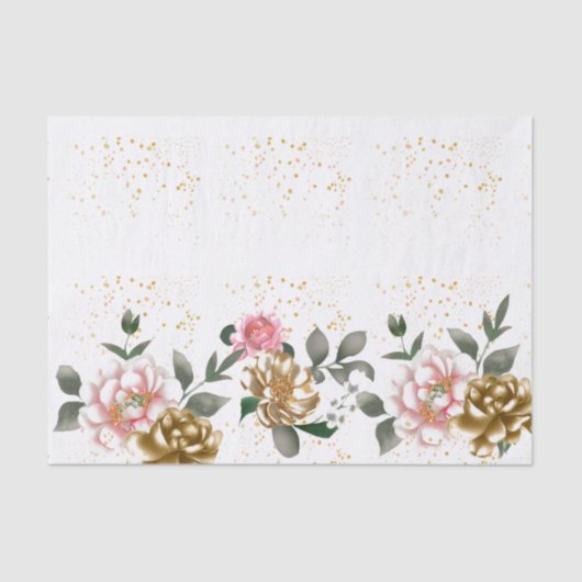 Mousseline Peonies de bronze rose Specké Tissu Papier (Recto)