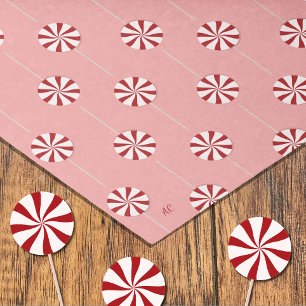 Mousseline Peppermenthe Lollipops Pink Holiday Tissu Papier