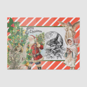 Mousseline PÈRE NOËL ET ANGELS Papier Tissu À RACINE ROUGE