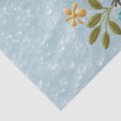 Mousseline Petit oiseau Floral Vert Feuille Tissu Papier (Détail)