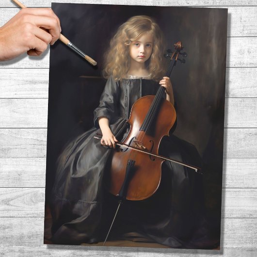 Mousseline Petite fille Jouer Cello 1 découpage papier
