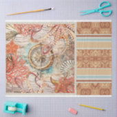 Mousseline Pieuvre, coquilles de corail rose boussole papier (Artisanat)