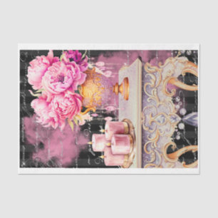 Mousseline Pink & Black Shabby Glam Table Papier de découpage