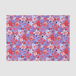 Mousseline Plage de palmiers à papier rouge blanc et bleu