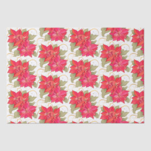 Mousseline Poinsettias de Noël classique Papier Tissu