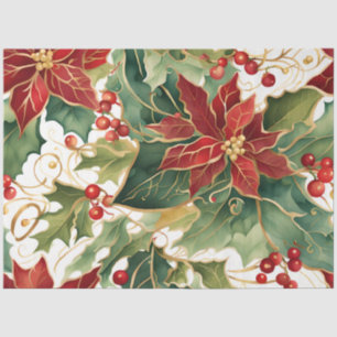 Mousseline poinsettias et papier de tissu saint