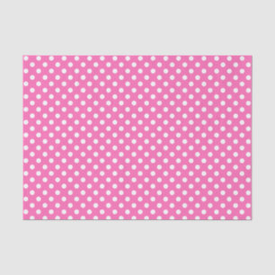 Mousseline Point Polka blanc sur le papier Tissu rose