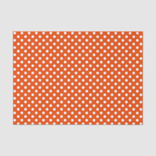 Mousseline Point Polka blanc sur le papier tissus orange vif