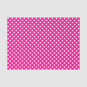 Mousseline Point Polka blanc sur papier de tissus rose chaud