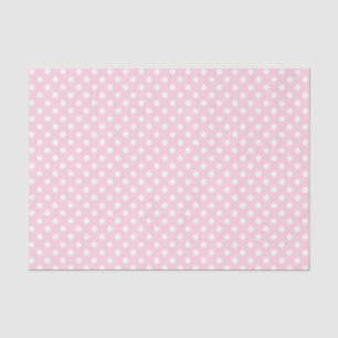 Mousseline Point Polka blanc sur papier de tissus rose pâle