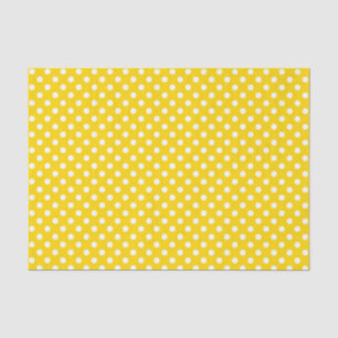 Mousseline Point Polka blanc sur papier tissus jaune d'or
