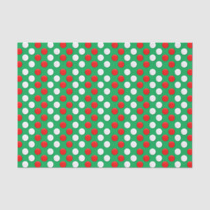Mousseline Points De Noël Rouge Blanc Et Vert Papier Tissu