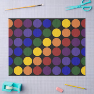 Mousseline Pois arc-en-ciel sur papier Tissu Noir