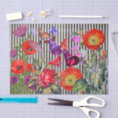 Mousseline POPIES AVEC BANDE NOIRE Papier Tissu (Artisanat)