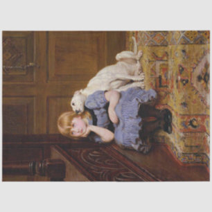 Mousseline Portrait d'une fille et de son chien papier découp