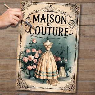 Mousseline Poster de mode vintage en France 1 Papier de décou
